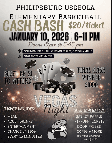 Philipsburg Osceola Elementary Basketball Cash Bash flyer