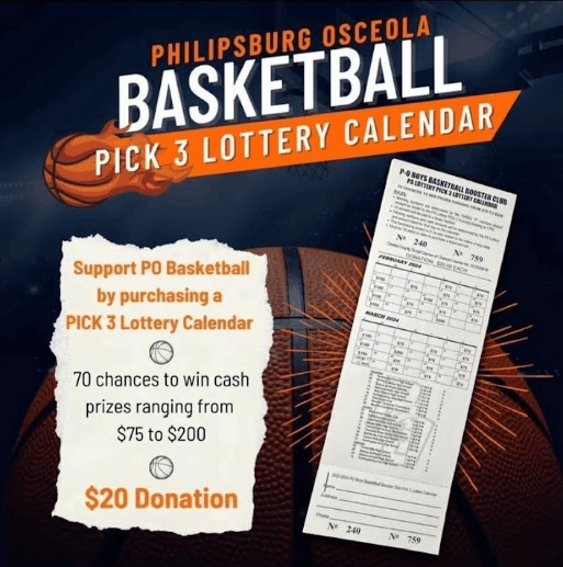 Philipsburg Osceola Basketball Pick 3 Lottery Calendar